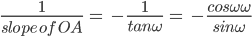 \frac{1}{slope\: of\: OA}\: =\:-\frac{1}{tan\omega }\: =\: -\frac{cos\omega \omega }{sin\omega }