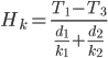 H_{k}=\frac{T_{1}-T_{3}}{\frac{d_{1}}{k_{1}}+\frac{d_{2}}{k_{2}}}