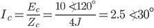 I_{c}=\frac{E_{c}}{Z_{c}}=\frac{10\angle 120^{\circ}}{4J}=2.5\angle 30^{\circ}