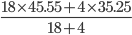 \frac{18\times 45.55+4\times 35.25}{18+4}