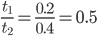 \frac{t_{1}}{t_{2}}=\frac{0.2}{0.4}=0.5