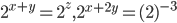  2^{x+y}=2^{z},2^{x+2y}=(2)^{-3}